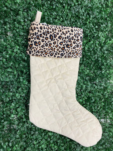 Quilted Cream/Leopard Stocking