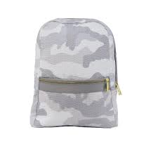 Grey Camo Seersucker Small Backpack
