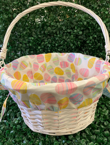 Large Colorful Egg White Wicker Basket