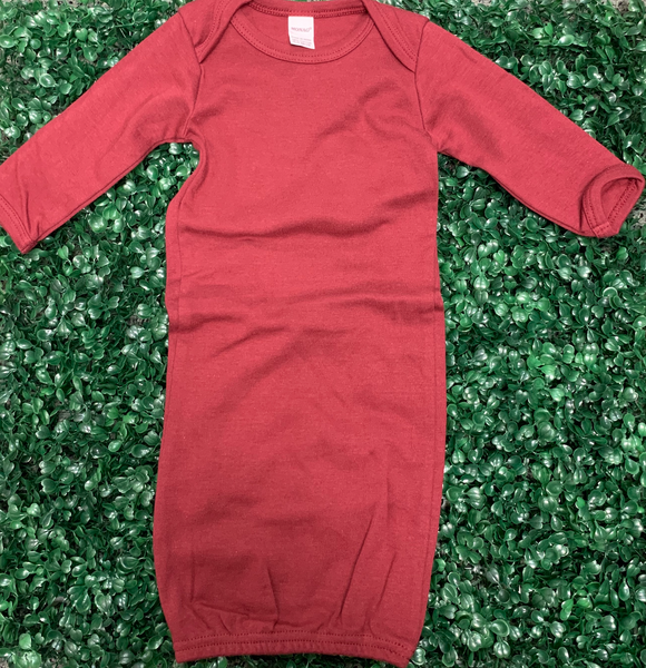 Maroon 0-3M Long Sleeve Nightgown