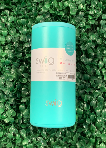 Matte Aqua Skinny Can Cooler